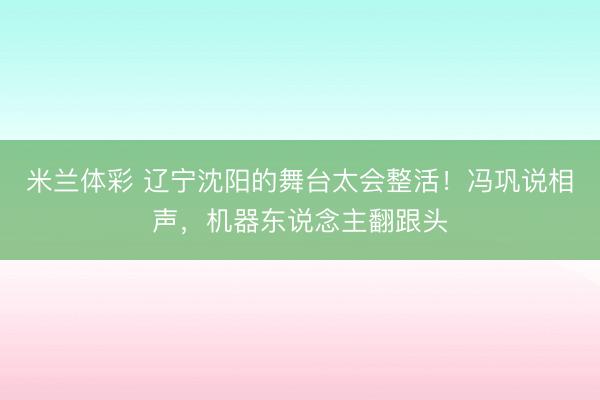 米兰体彩 辽宁沈阳的舞台太会整活！冯巩说相声，机器东说念主翻跟头