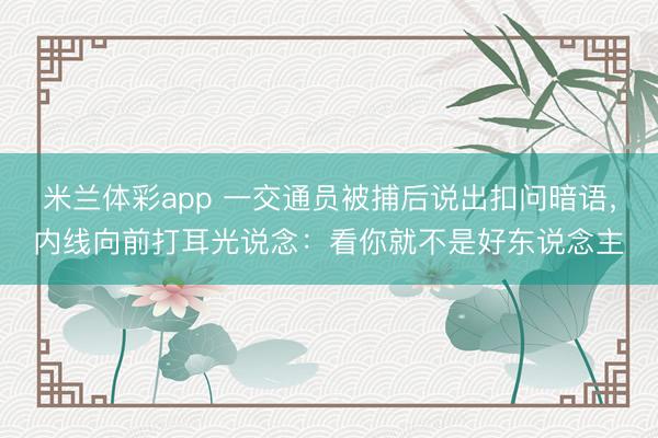 米兰体彩app 一交通员被捕后说出扣问暗语，内线向前打耳光说念：看你就不是好东说念主
