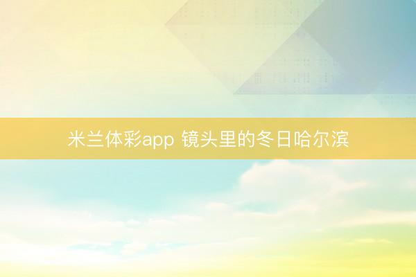 米兰体彩app 镜头里的冬日哈尔滨