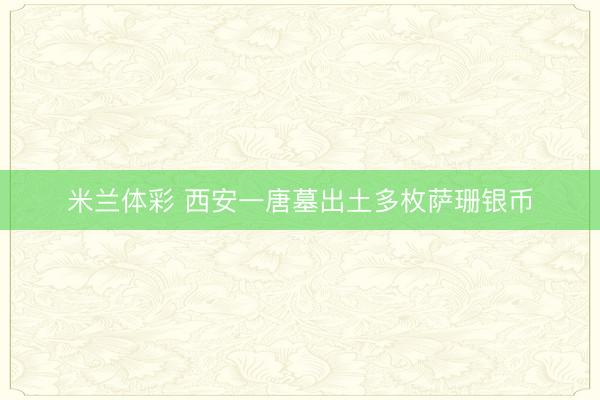 米兰体彩 西安一唐墓出土多枚萨珊银币
