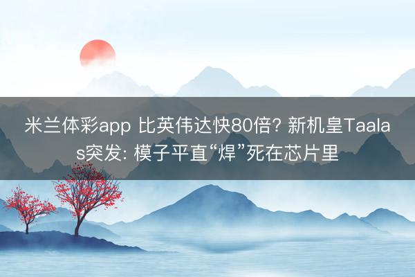 米兰体彩app 比英伟达快80倍? 新机皇Taalas突发: 模子平直“焊”死在芯片里