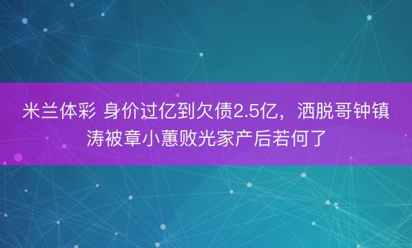 米兰体彩 身价过亿到欠债2.5亿，洒脱哥钟镇涛被章小蕙败光家产后若何了