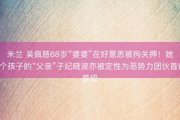 米兰 吴佩慈68岁“婆婆”在好意思被拘关押!她4个孩子的“父亲”子纪晓波亦被定性为恶势力团伙首级
