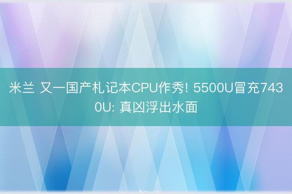 米兰 又一国产札记本CPU作秀! 5500U冒充7430U: 真凶浮出水面