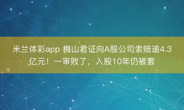 米兰体彩app 梅山君证向A股公司索赔逾4.3亿元！一审败了，入股10年仍被套