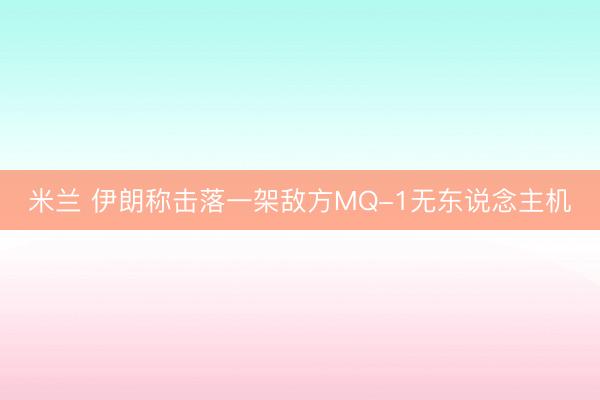 米兰 伊朗称击落一架敌方MQ-1无东说念主机