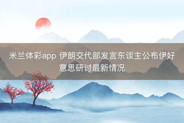 米兰体彩app 伊朗交代部发言东谈主公布伊好意思研讨最新情况